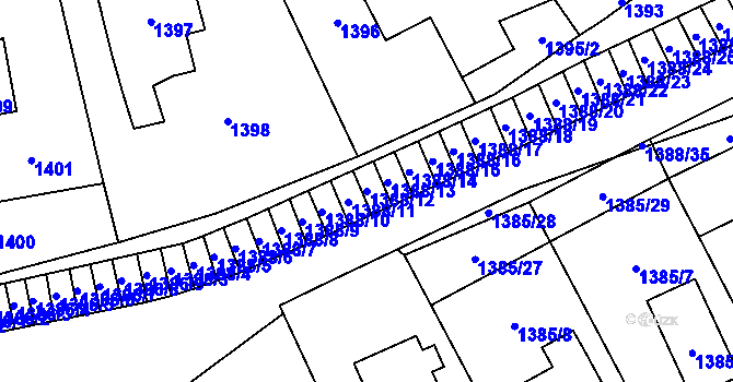 Parcela st. 1388/12 v KÚ Doksy u Máchova jezera, Katastrální mapa