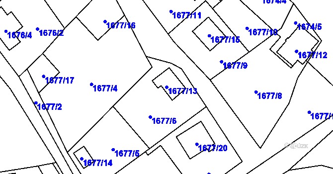 Parcela st. 1677/13 v KÚ Doksy u Máchova jezera, Katastrální mapa