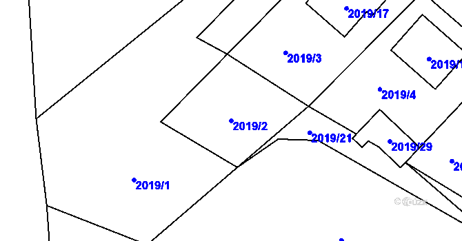 Parcela st. 2019/2 v KÚ Doksy u Máchova jezera, Katastrální mapa