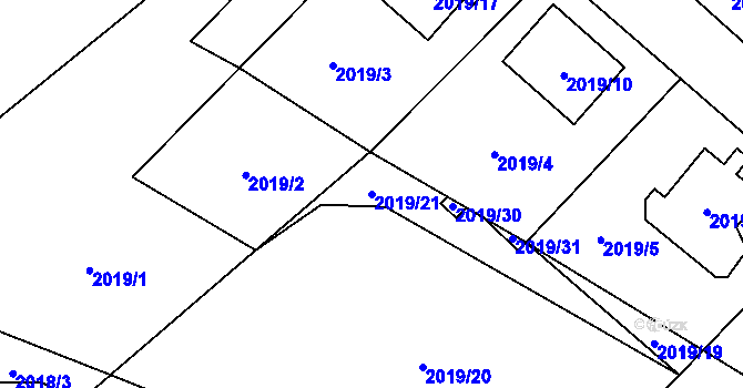 Parcela st. 2019/21 v KÚ Doksy u Máchova jezera, Katastrální mapa