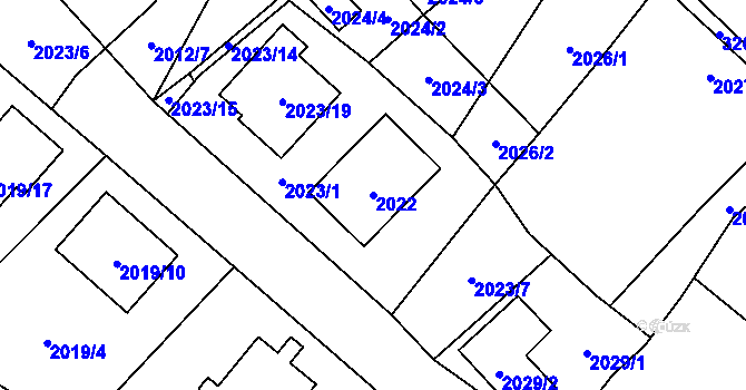 Parcela st. 2022 v KÚ Doksy u Máchova jezera, Katastrální mapa