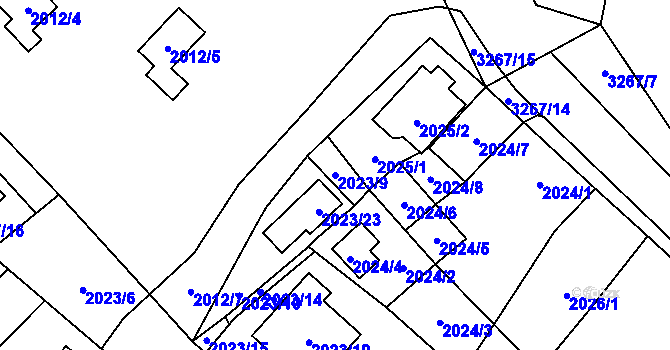Parcela st. 2023/9 v KÚ Doksy u Máchova jezera, Katastrální mapa
