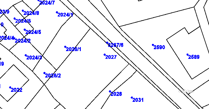 Parcela st. 2027 v KÚ Doksy u Máchova jezera, Katastrální mapa