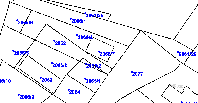 Parcela st. 2066/7 v KÚ Doksy u Máchova jezera, Katastrální mapa