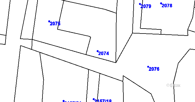 Parcela st. 2074 v KÚ Doksy u Máchova jezera, Katastrální mapa
