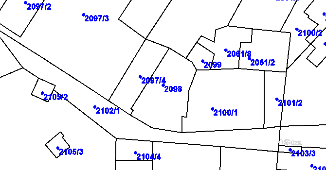 Parcela st. 2098 v KÚ Doksy u Máchova jezera, Katastrální mapa