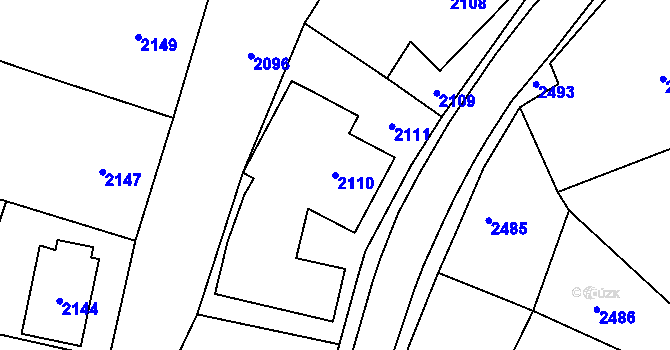 Parcela st. 2110 v KÚ Doksy u Máchova jezera, Katastrální mapa