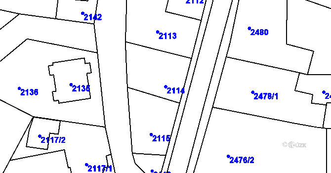Parcela st. 2114 v KÚ Doksy u Máchova jezera, Katastrální mapa