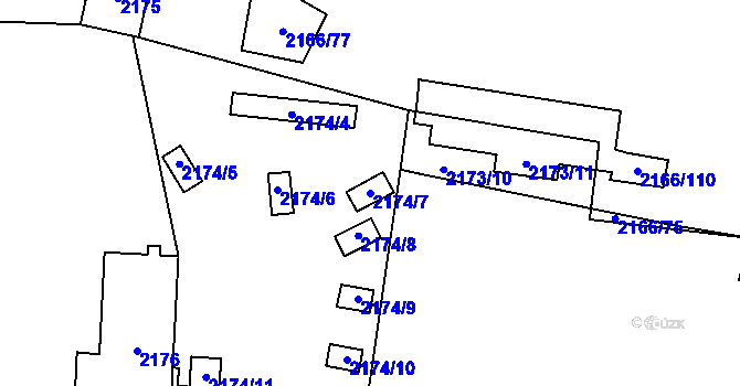 Parcela st. 2174/7 v KÚ Doksy u Máchova jezera, Katastrální mapa