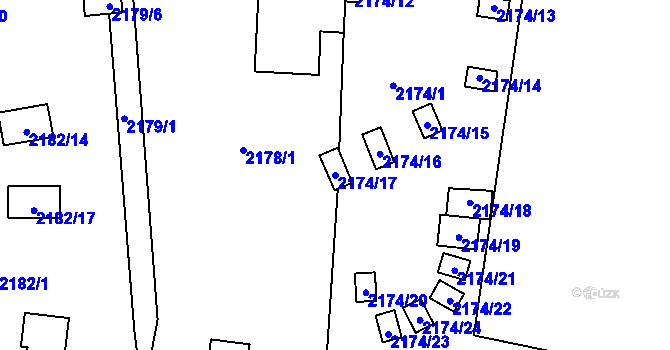 Parcela st. 2174/17 v KÚ Doksy u Máchova jezera, Katastrální mapa