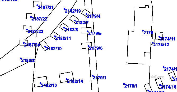 Parcela st. 2179/6 v KÚ Doksy u Máchova jezera, Katastrální mapa