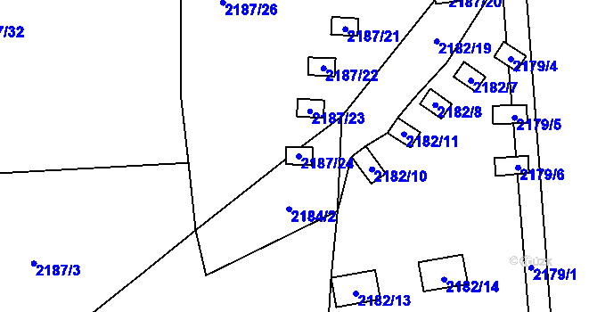 Parcela st. 2187/24 v KÚ Doksy u Máchova jezera, Katastrální mapa