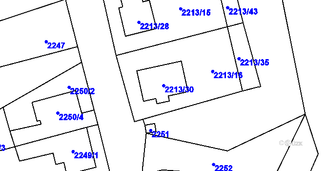 Parcela st. 2213/30 v KÚ Doksy u Máchova jezera, Katastrální mapa