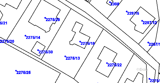 Parcela st. 2275/18 v KÚ Doksy u Máchova jezera, Katastrální mapa