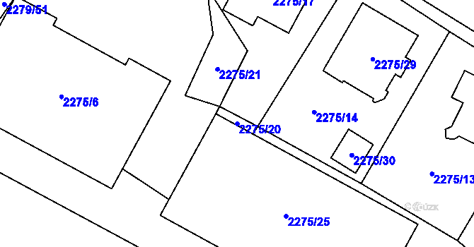 Parcela st. 2275/20 v KÚ Doksy u Máchova jezera, Katastrální mapa