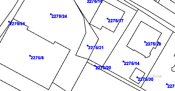 Parcela st. 2275/21 v KÚ Doksy u Máchova jezera, Katastrální mapa