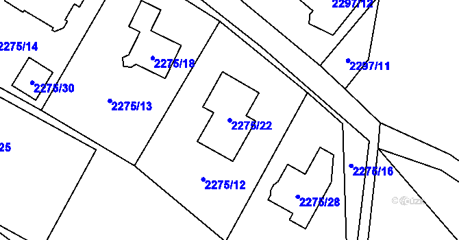 Parcela st. 2275/22 v KÚ Doksy u Máchova jezera, Katastrální mapa