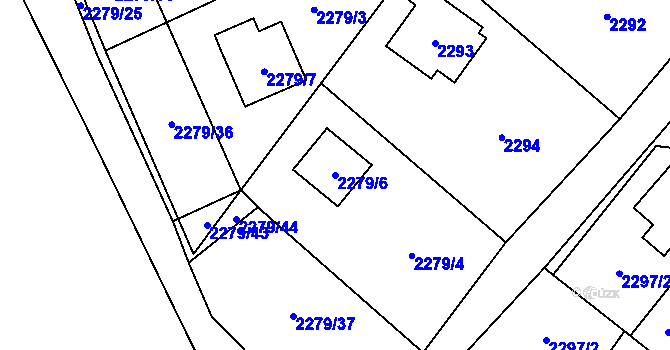 Parcela st. 2279/6 v KÚ Doksy u Máchova jezera, Katastrální mapa