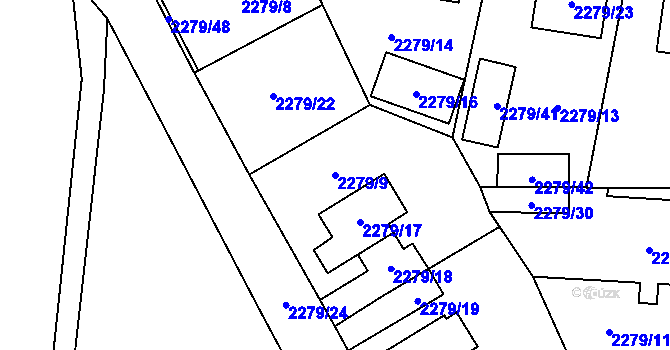 Parcela st. 2279/9 v KÚ Doksy u Máchova jezera, Katastrální mapa