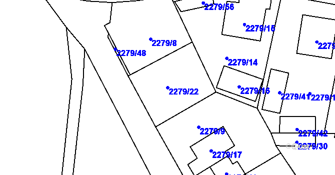 Parcela st. 2279/22 v KÚ Doksy u Máchova jezera, Katastrální mapa