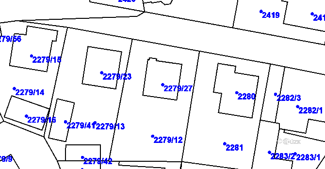 Parcela st. 2279/27 v KÚ Doksy u Máchova jezera, Katastrální mapa
