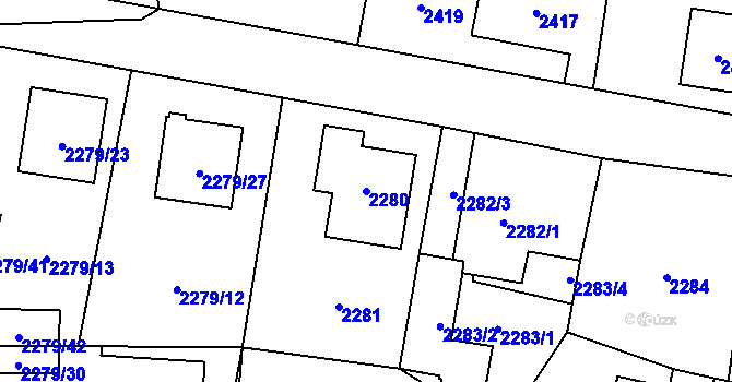 Parcela st. 2280 v KÚ Doksy u Máchova jezera, Katastrální mapa