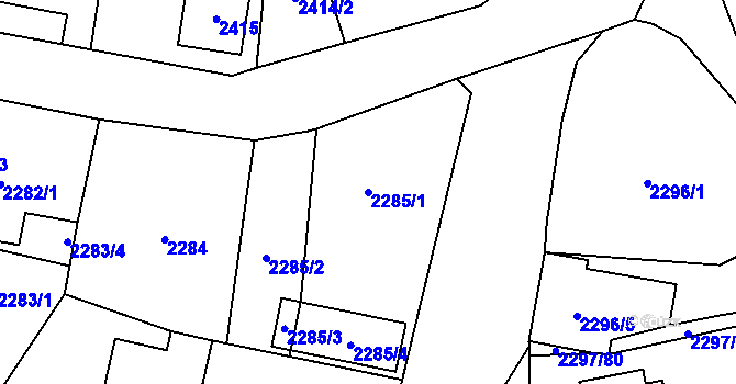 Parcela st. 2285/1 v KÚ Doksy u Máchova jezera, Katastrální mapa