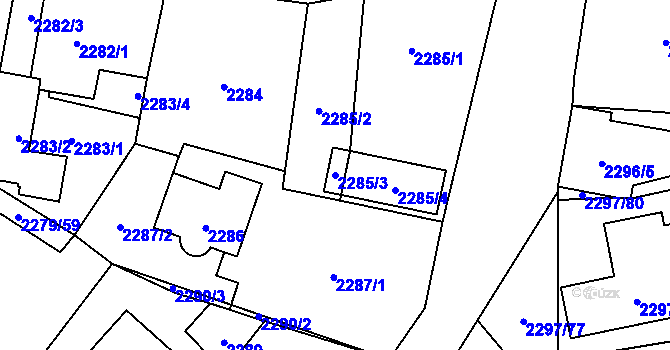 Parcela st. 2285/3 v KÚ Doksy u Máchova jezera, Katastrální mapa