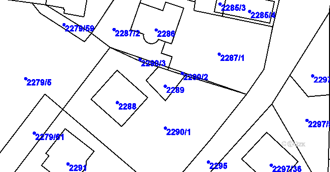 Parcela st. 2289 v KÚ Doksy u Máchova jezera, Katastrální mapa