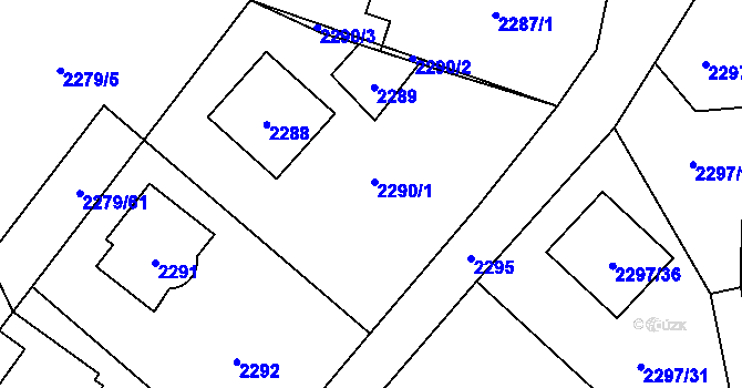 Parcela st. 2290 v KÚ Doksy u Máchova jezera, Katastrální mapa