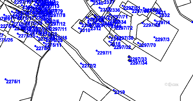 Parcela st. 2297/1 v KÚ Doksy u Máchova jezera, Katastrální mapa