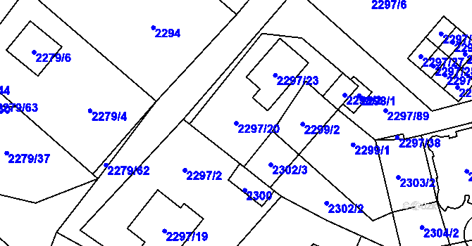 Parcela st. 2297/20 v KÚ Doksy u Máchova jezera, Katastrální mapa