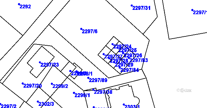 Parcela st. 2297/27 v KÚ Doksy u Máchova jezera, Katastrální mapa