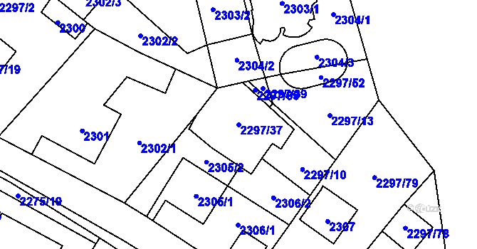 Parcela st. 2297/37 v KÚ Doksy u Máchova jezera, Katastrální mapa