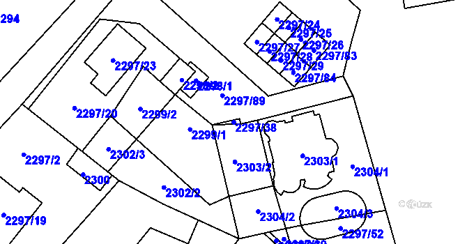 Parcela st. 2297/38 v KÚ Doksy u Máchova jezera, Katastrální mapa