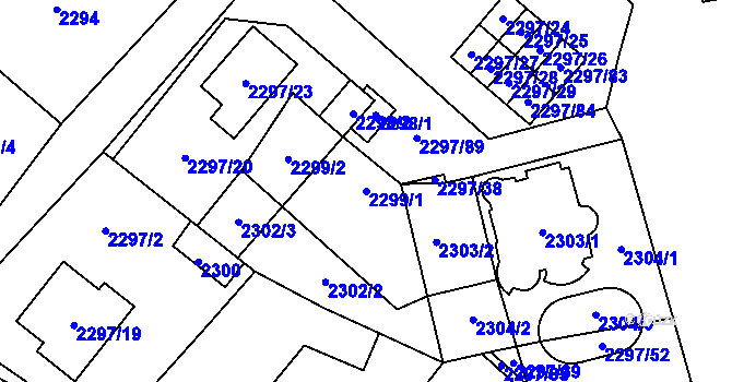 Parcela st. 2299/1 v KÚ Doksy u Máchova jezera, Katastrální mapa