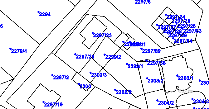 Parcela st. 2299/2 v KÚ Doksy u Máchova jezera, Katastrální mapa