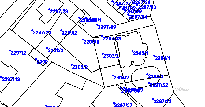 Parcela st. 2303/2 v KÚ Doksy u Máchova jezera, Katastrální mapa