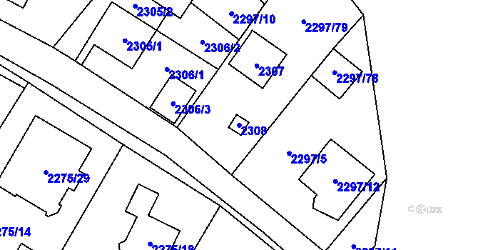 Parcela st. 2308 v KÚ Doksy u Máchova jezera, Katastrální mapa