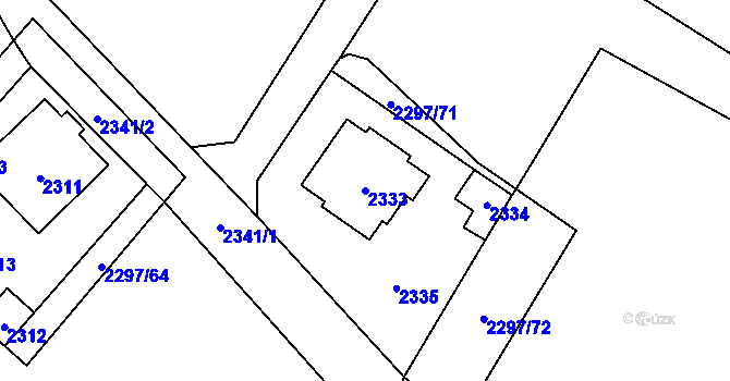 Parcela st. 2333 v KÚ Doksy u Máchova jezera, Katastrální mapa