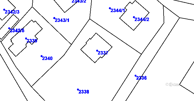 Parcela st. 2337 v KÚ Doksy u Máchova jezera, Katastrální mapa