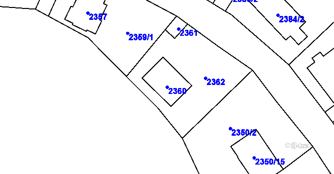 Parcela st. 2360 v KÚ Doksy u Máchova jezera, Katastrální mapa