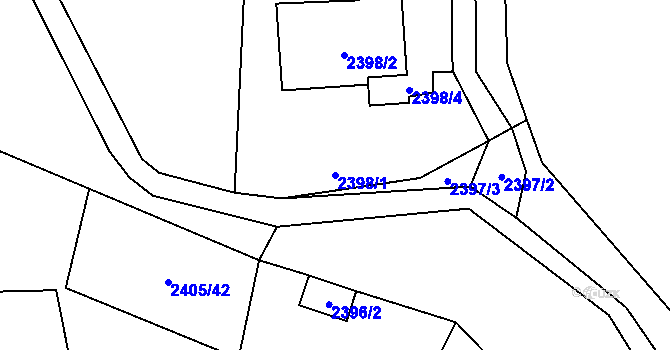 Parcela st. 2398/1 v KÚ Doksy u Máchova jezera, Katastrální mapa