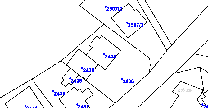 Parcela st. 2434 v KÚ Doksy u Máchova jezera, Katastrální mapa