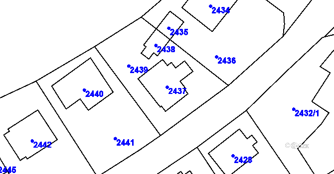 Parcela st. 2437 v KÚ Doksy u Máchova jezera, Katastrální mapa