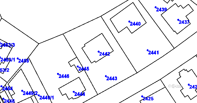 Parcela st. 2442 v KÚ Doksy u Máchova jezera, Katastrální mapa