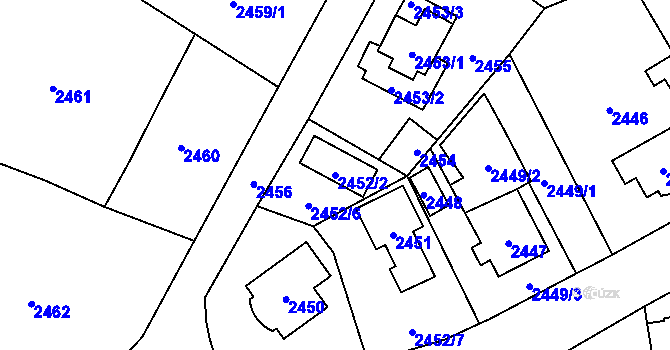 Parcela st. 2452/2 v KÚ Doksy u Máchova jezera, Katastrální mapa