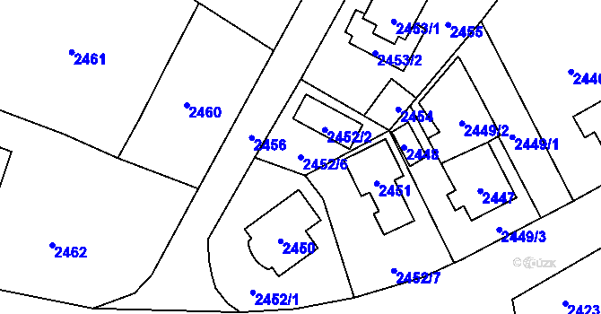 Parcela st. 2452/6 v KÚ Doksy u Máchova jezera, Katastrální mapa