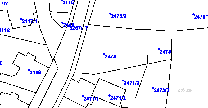 Parcela st. 2474 v KÚ Doksy u Máchova jezera, Katastrální mapa