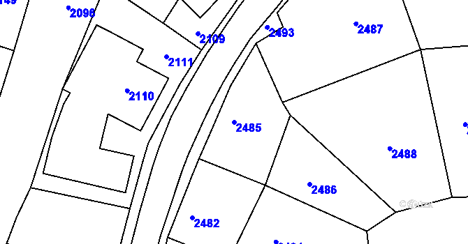 Parcela st. 2485 v KÚ Doksy u Máchova jezera, Katastrální mapa